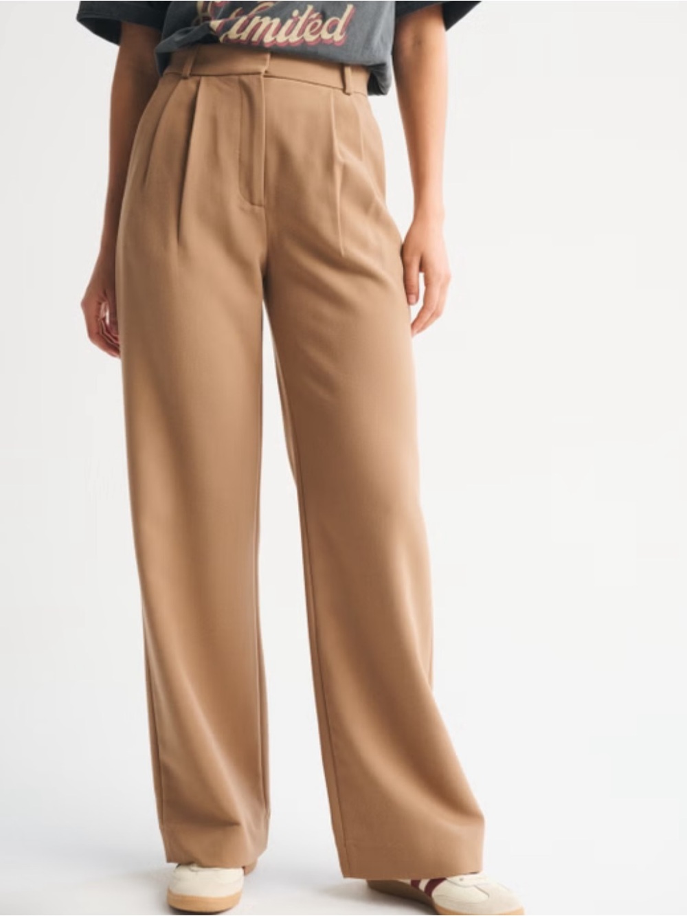 Abercrombie & Fitch Pleated High-Rise Wide Leg Trouser Size XL 16-18 in Camel
